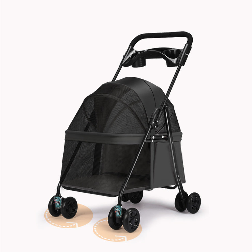 Luxury Pet Carrier with Retractable Handle - Black & Grey