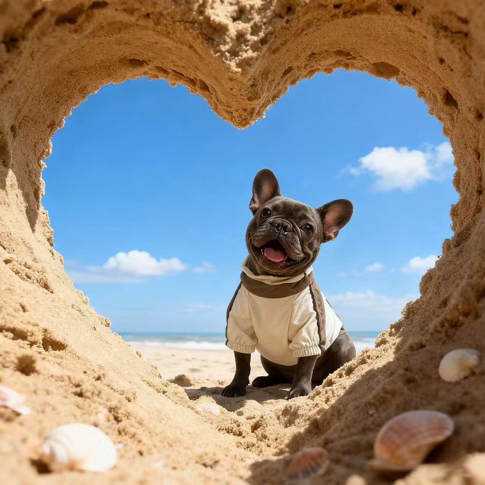 Waterproof Four-Leg Dog Raincoat Onesie – Olive & Cream