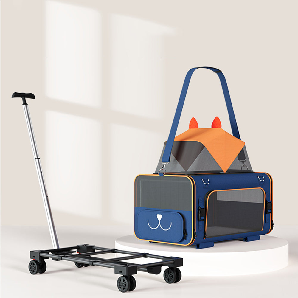 Modular Pet Travel Carrier with Wheels - Blue & Orange