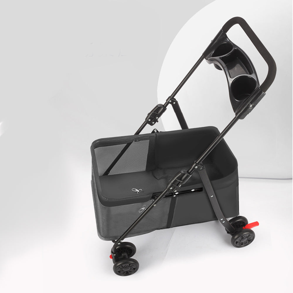 Luxury Pet Carrier with Retractable Handle - Black & Grey