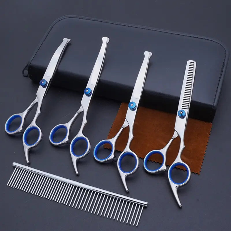 Pawzseek Professional 5-in-1 Stainless Steel Grooming Scissors Set