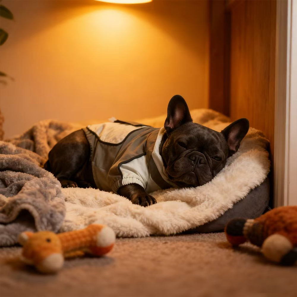 Waterproof Four-Leg Dog Raincoat Onesie – Olive & Cream