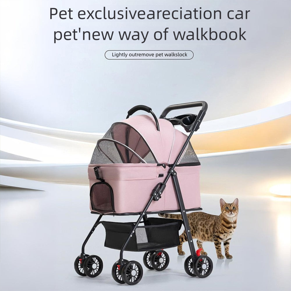 Pet Stroller - Lightweight Pink Travel Stroller