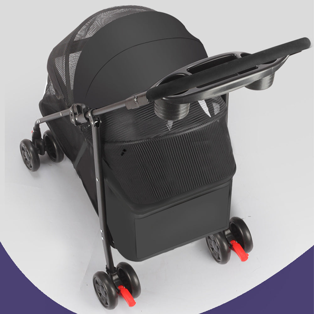 Luxury Pet Carrier with Retractable Handle - Black & Grey