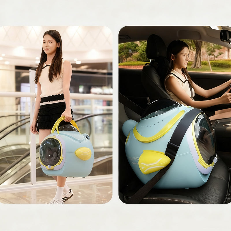 Spaceship Capsule Pet Stroller & Carrier – Mint Blue