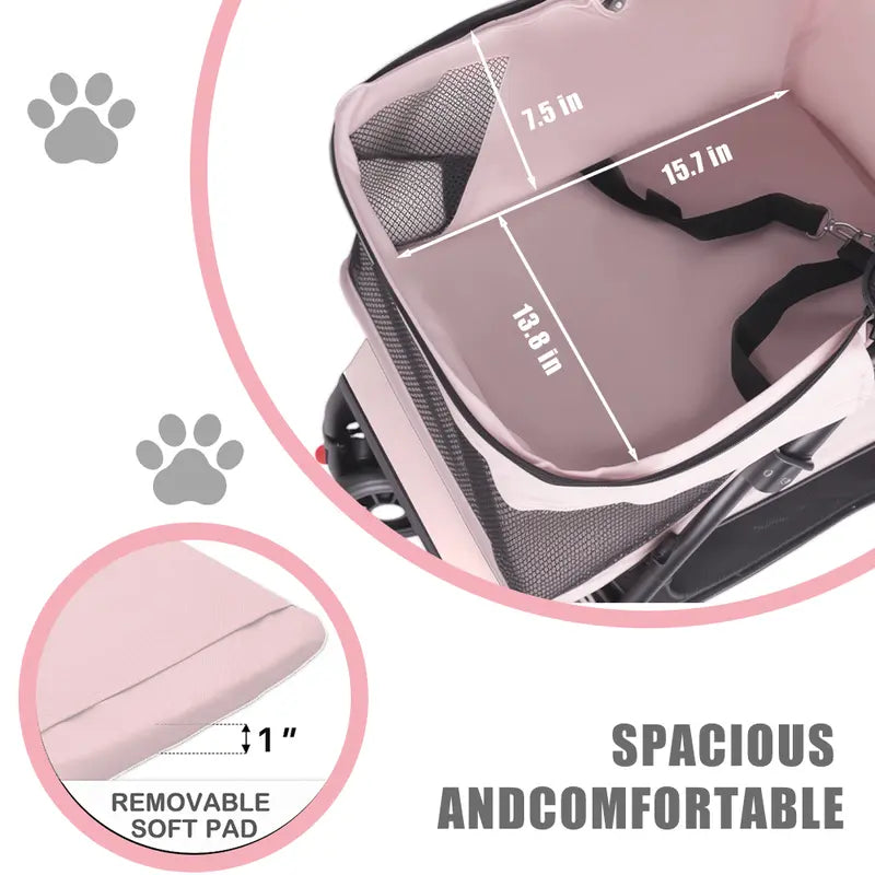 Pawzseek All-in-One Foldable Pet Stroller for Dogs & Cats