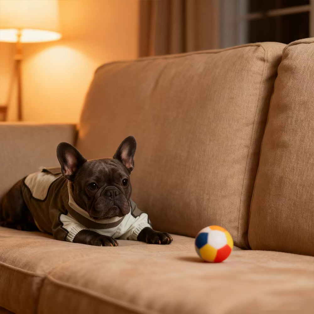 Waterproof Four-Leg Dog Raincoat Onesie – Olive & Cream