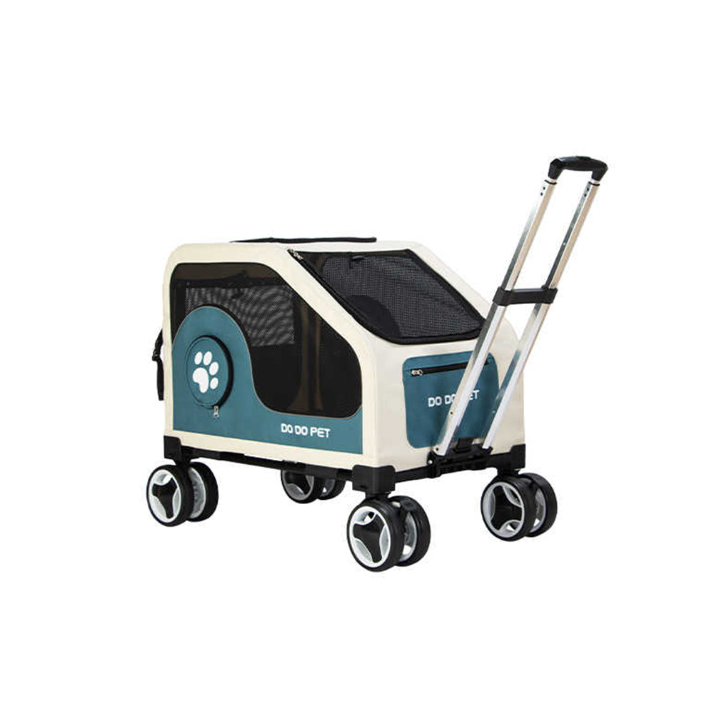 Premium Pet Stroller with Wheels - Brown & White