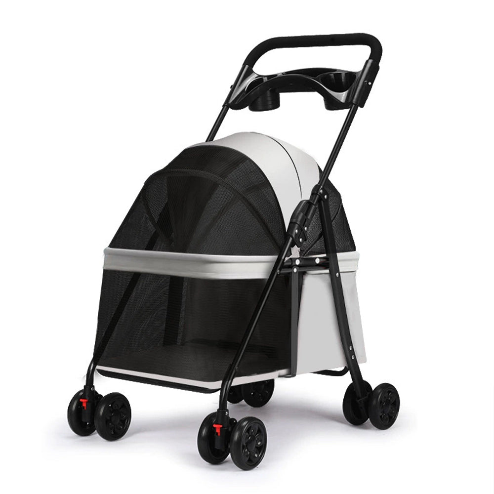Luxury Pet Carrier with Retractable Handle - Black & Grey
