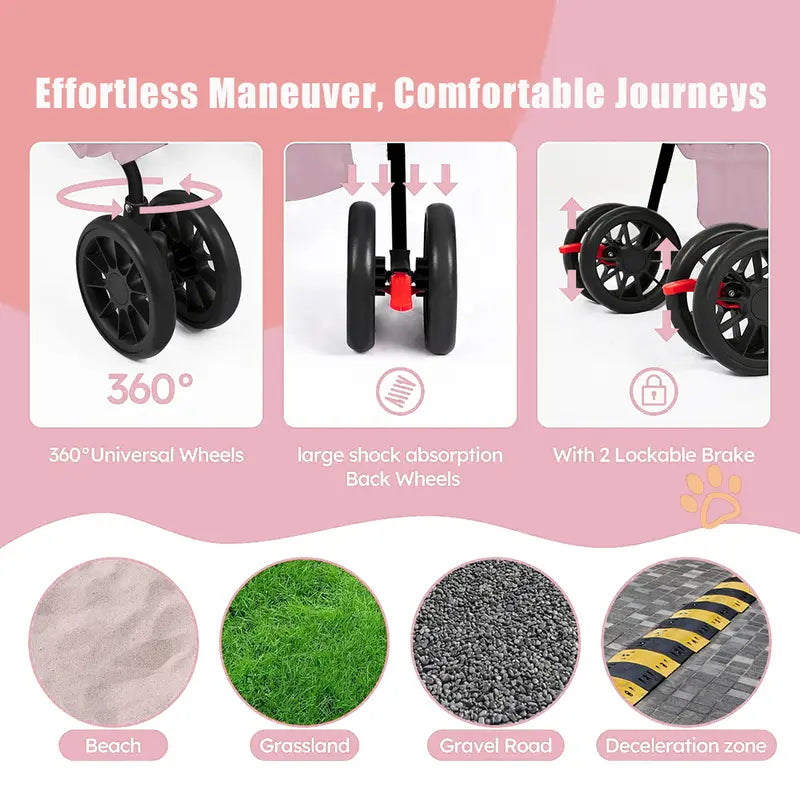 Pawzseek All-in-One Foldable Pet Stroller for Dogs & Cats