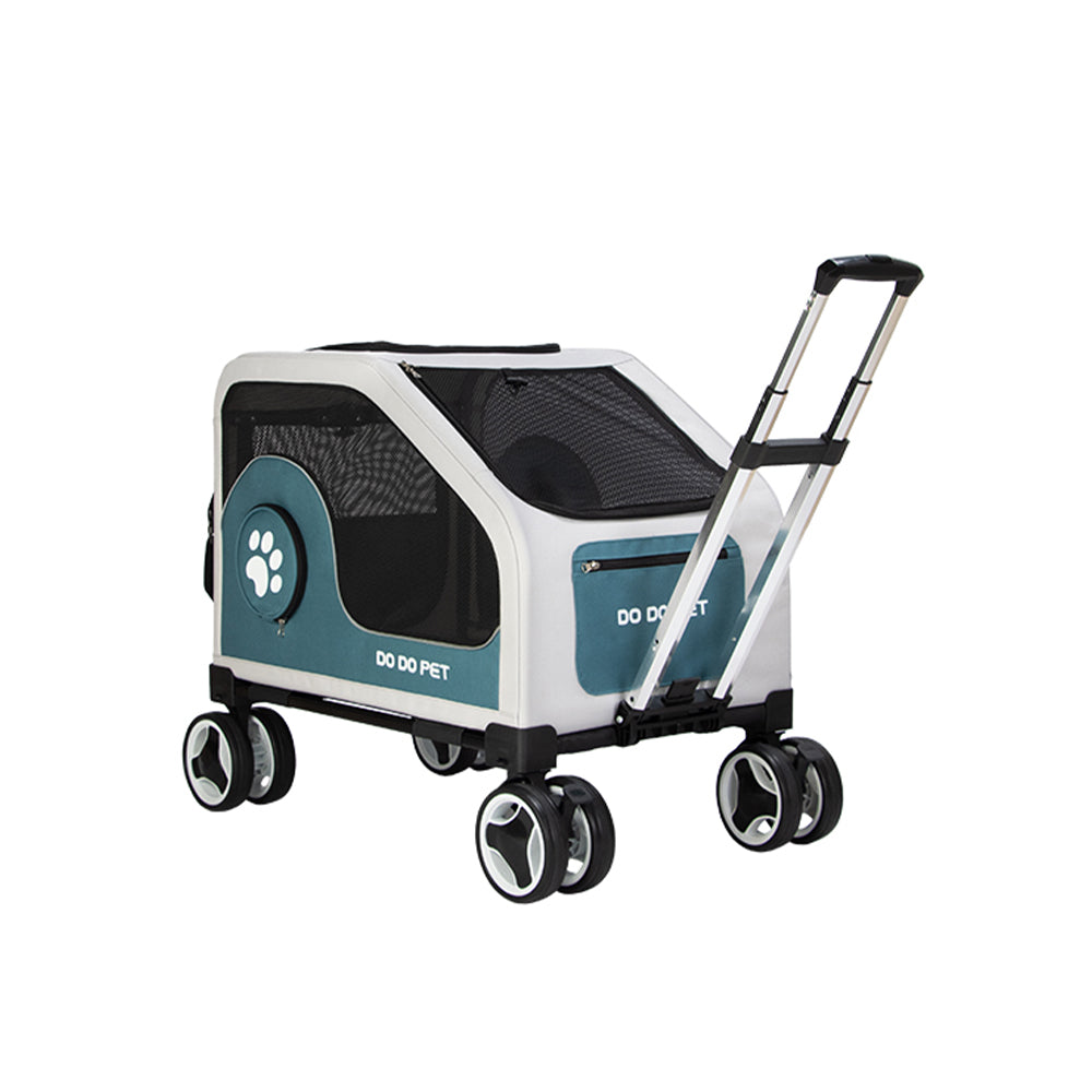 Premium Pet Stroller with Wheels - Brown & White
