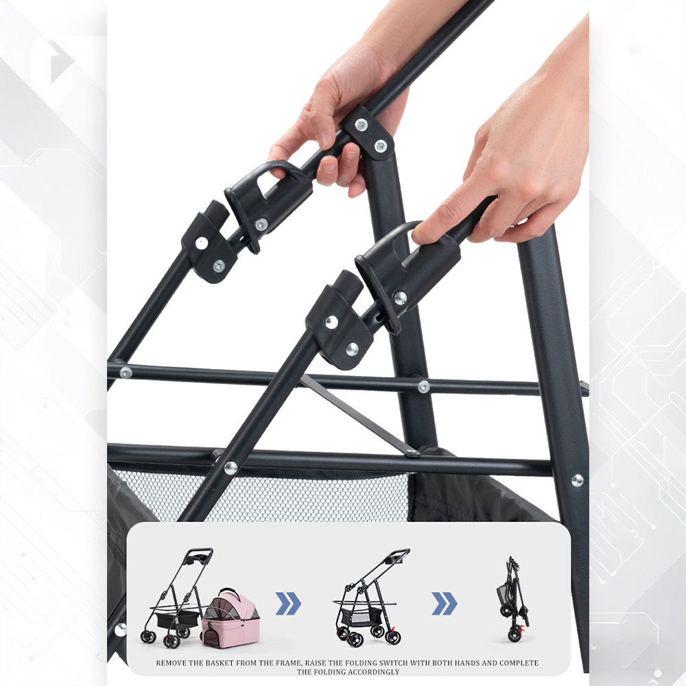 Pet Stroller - Lightweight Pink Travel Stroller