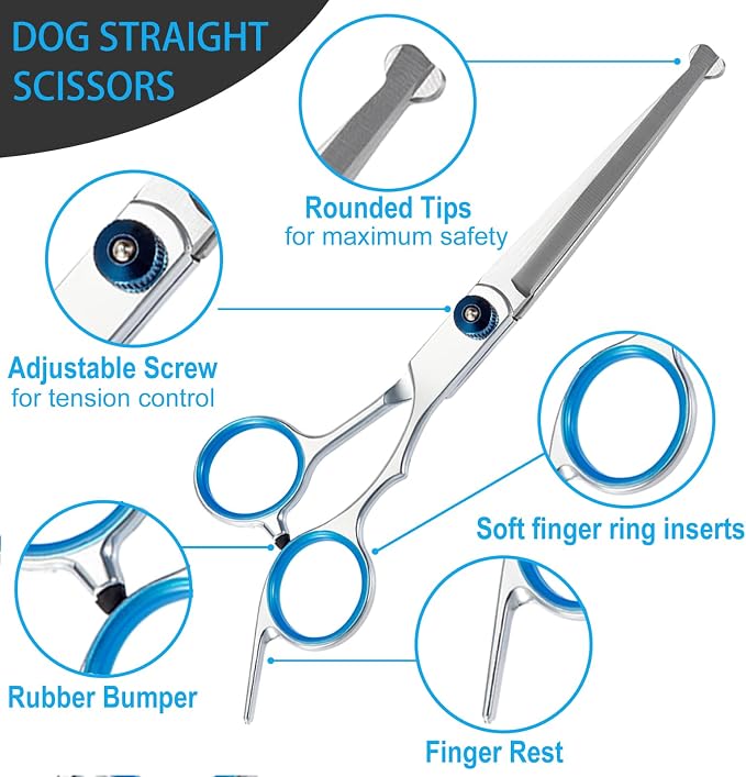 Pawzseek Professional 5-in-1 Stainless Steel Grooming Scissors Set