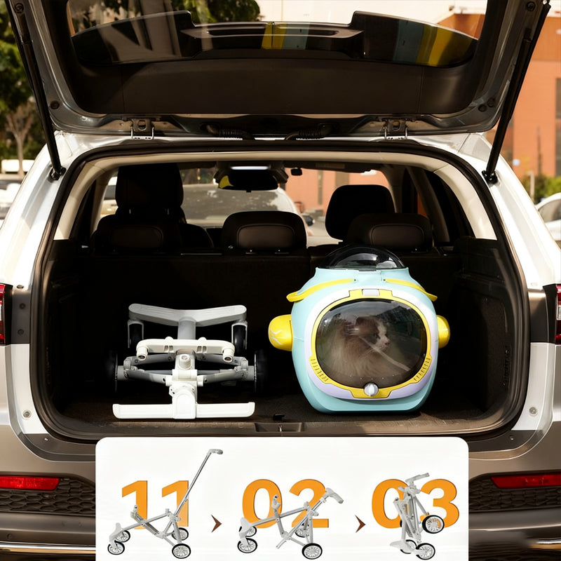 Spaceship Capsule Pet Stroller & Carrier – Mint Blue