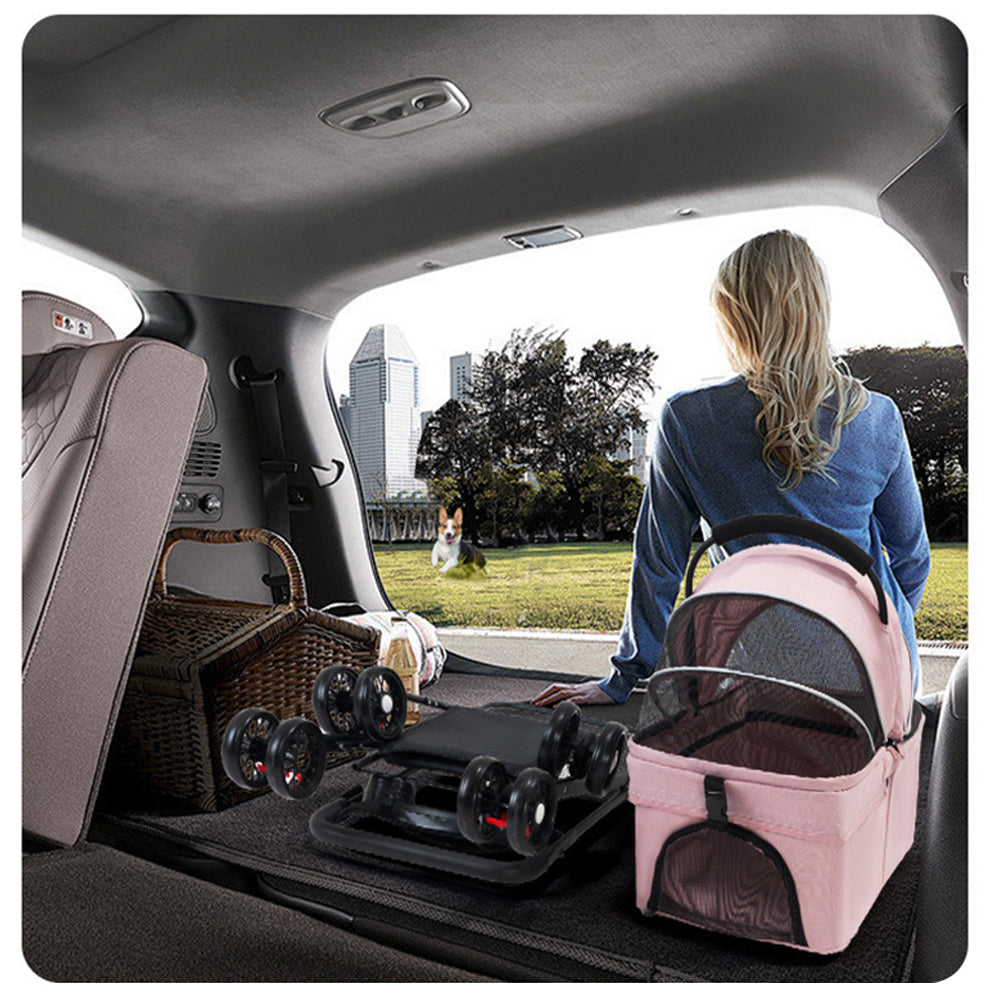 Pet Stroller - Lightweight Pink Travel Stroller