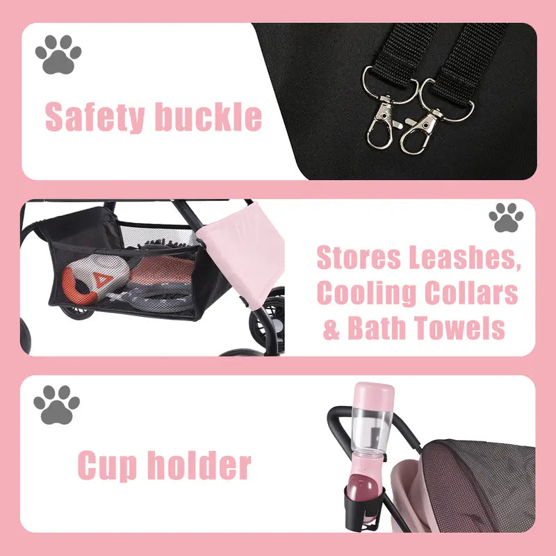 Pawzseek All-in-One Foldable Pet Stroller for Dogs & Cats