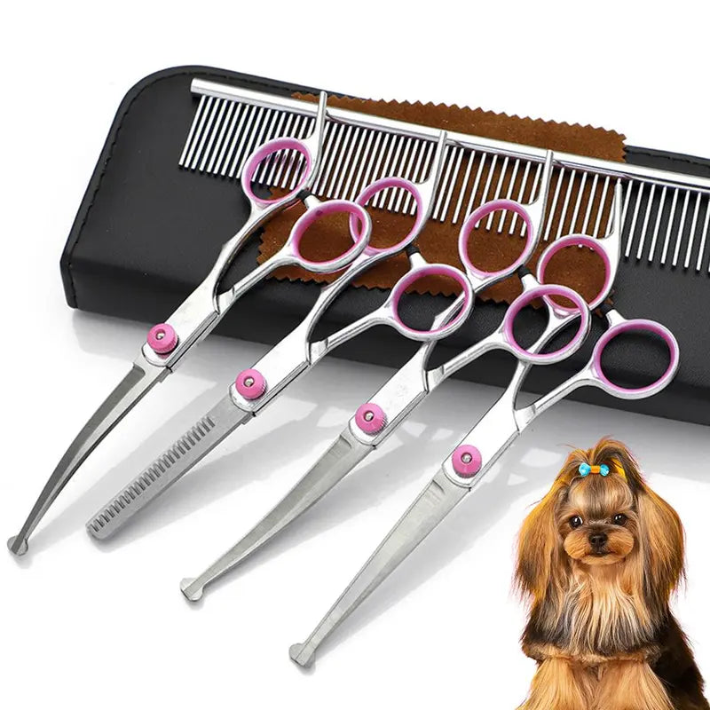 Pawzseek Professional 5-in-1 Stainless Steel Grooming Scissors Set