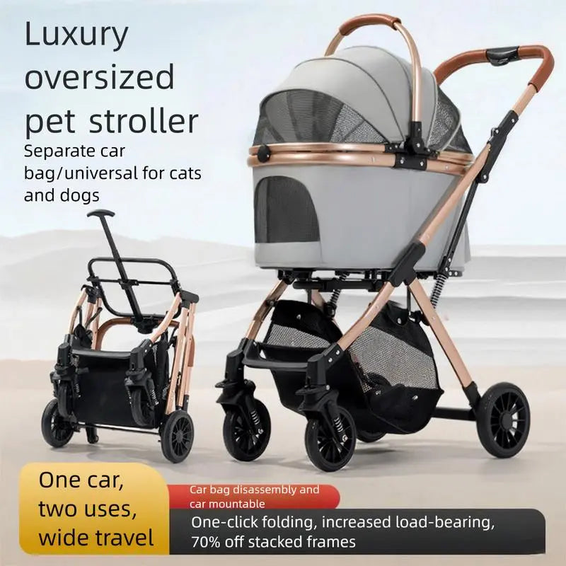 Pawzseek 3 in 1 Folding Pet Dog Stroller