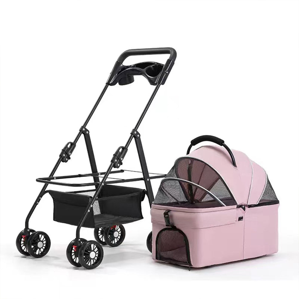 Pet Stroller - Lightweight Pink Travel Stroller