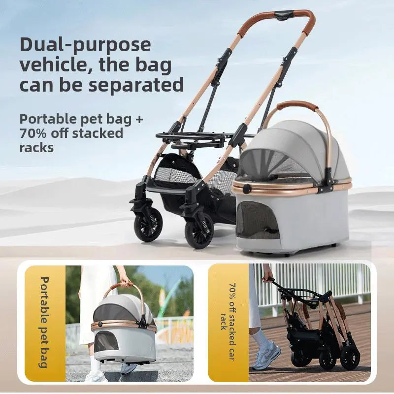 Pawzseek 3 in 1 Folding Pet Dog Stroller