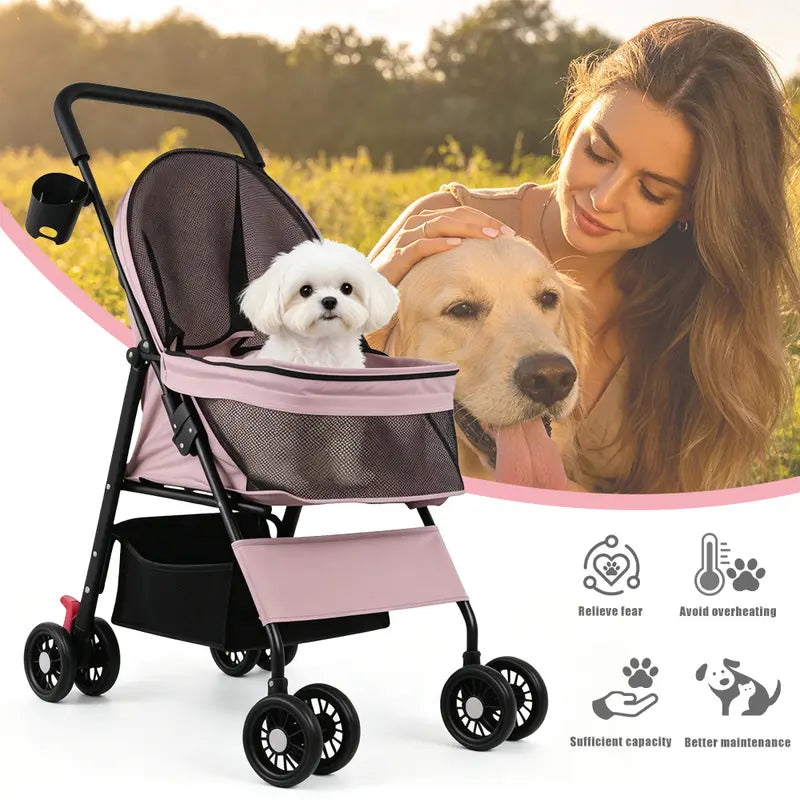 Pawzseek All-in-One Foldable Pet Stroller for Dogs & Cats