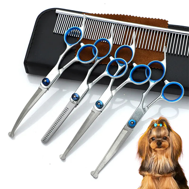 Pawzseek Professional 5-in-1 Stainless Steel Grooming Scissors Set