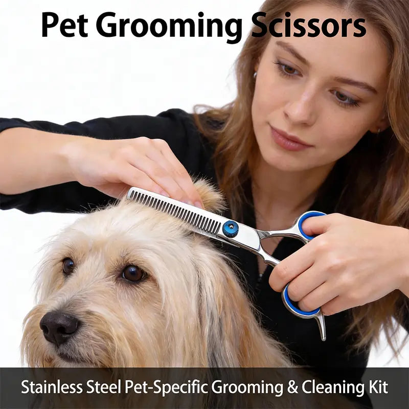 Pawzseek Professional 5-in-1 Stainless Steel Grooming Scissors Set